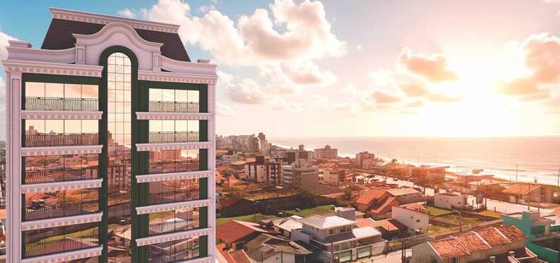Vista para a praia no Grand Trianon Residence em Balneário Piçarras
